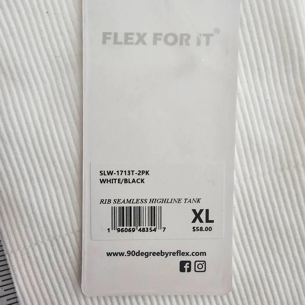 90 Degree by Reflex Flex For It Rib Seamless Highline Cropped Tank White XL NWT